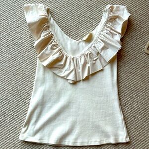Anthropologie Maeve ruffle ribbed tank top